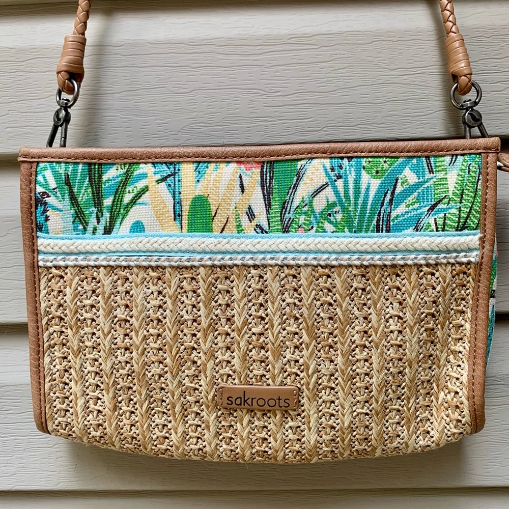 Sakroots Womens Roma Mini Crossbody Straw Summer Purse